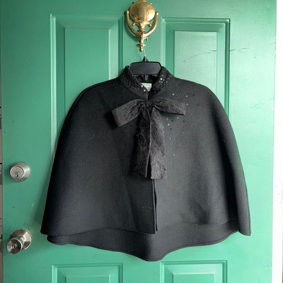 NWT Prabal Gurung one size black cape with bow and embellishments - Picture 9 of 11